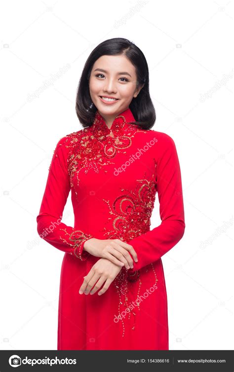 Mujer en Ao Dai vestido tradicional fotografía de stock makidotvn