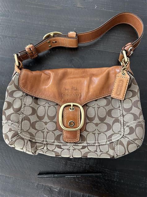 Coach Vintage Soho Monogram Tan Flap Closure Purse Gem