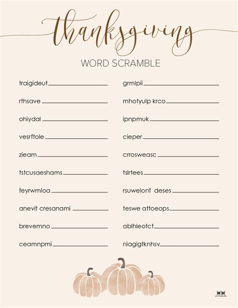 Thanksgiving Word Scrambles 10 Free Printables Printabulk