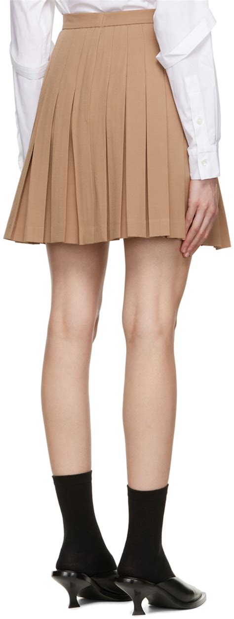 Rokh Tan Box Pleated Mini Skirt Rokh