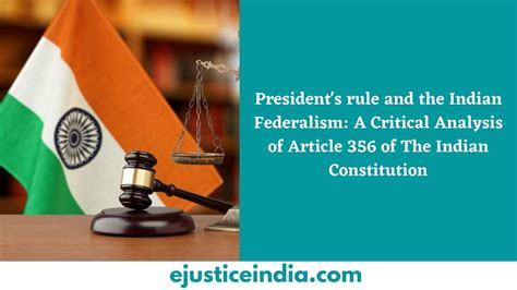 Presidents Rule And The Indian Federalism A Critical Analysis Of