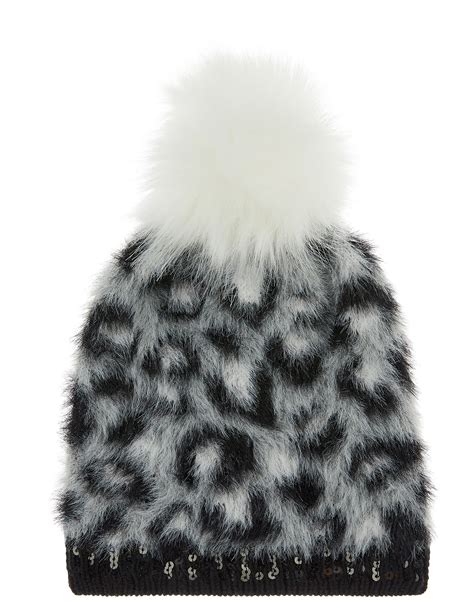 Zoe Leopard Sequin Pom Pom Hat Multi