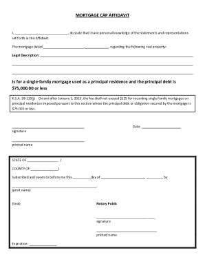 Fillable Online Affidavit Of Mortgage Recording Fee Cap Pdf Fax Email