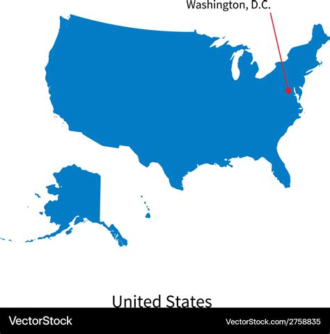 Detailed Map Of United States And Capital City Vector Image