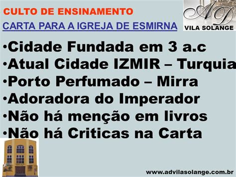 Carta Para Igreja De Esmirna Apocalipse Ppt Carregar