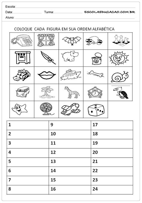Atividades De Alfabetiza O Ano Autoditados Ordem Alfab Tica