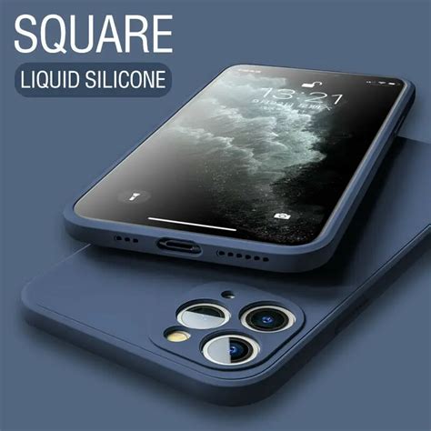 Funda Cuadrada De Silicona L Quida Para Iphone Pro Max