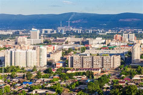 Krasnoyarsk Aerial Panoramic View Stock Photo Adobe Stock