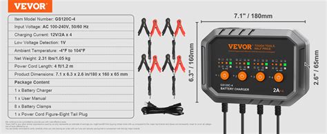 Vevor Smart Battery Charger Lifepo Lead Acid Agm Gel Sla