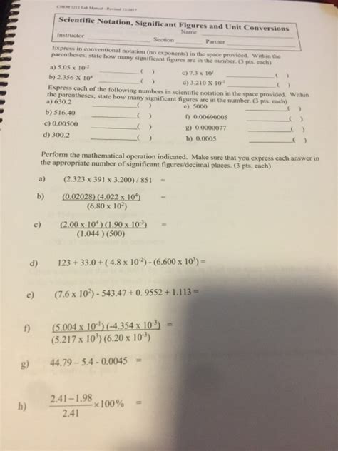 Solved Scientific Notation Significant Figures And Unit