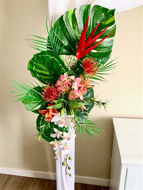 Tropical Wedding Arch Flowers Corner Swag Tieback Made With Etsy