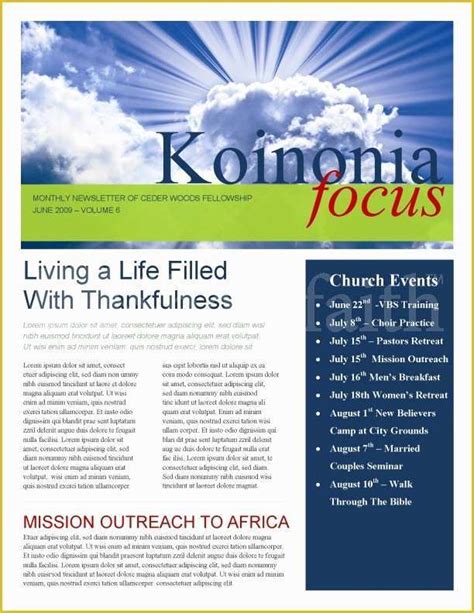 47 Free Printable Newsletter Templates for Church ...