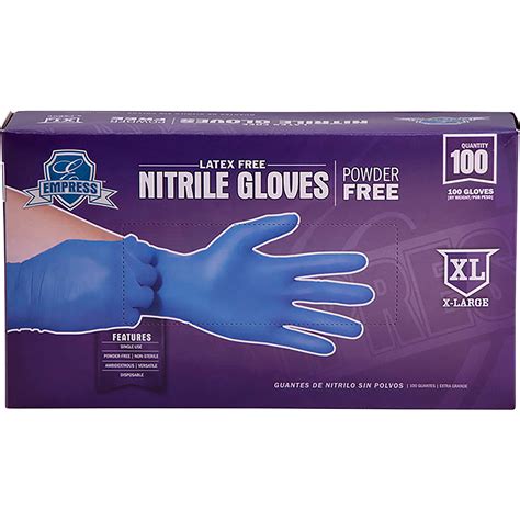 Empress Powder Free Nitrile Gloves Ten Count Cases Blue Xl