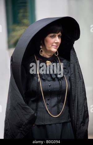 Maltese Woman In Traditional Dress During Valletta Carnival Malta Stock