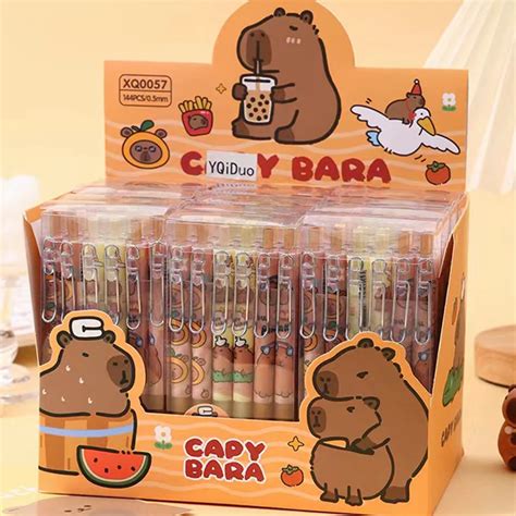 12Pcs Set Cute Anime Capybara Gel Pen For School Writing Kawaii Cartoon