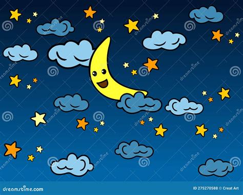 Night Sky Cartoon Vector Background Stock Vector - Illustration of ...