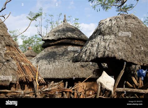 Africa Ethiopia Konso Tribe Thatched High Resolution Stock Photography