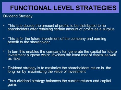 Functional Level Strategies