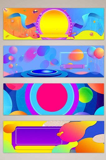 Three Abstract Banners With Different Colors And Shapes