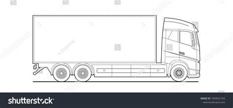 Semi Truck Side View Outline