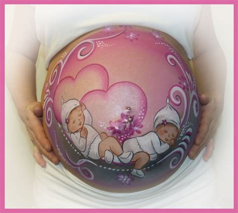 Tweeling Bellypaint Bump Painting Face Painting Flower Painting