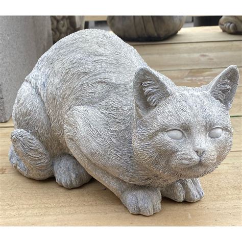 Crouching Cat Concrete Garden Statue Ornament 1138 Pots N Pots