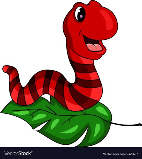 Cute Red Worm Cartoon Royalty Free Vector Image