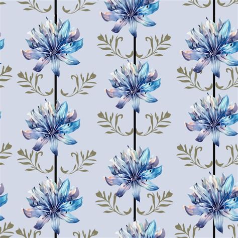 Premium Photo Seamless Pattern With Blue Flowers On A Blue Background