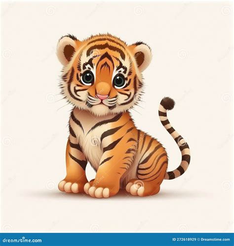 Charming And Playful A Cute Baby Tiger In Adorable Cartoon Style