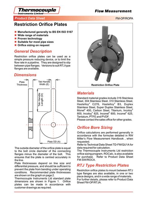 Restriction Orifice Sizing