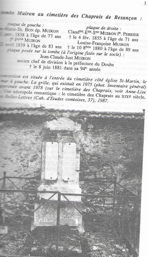 Pose d une plaque sur la tombe de Just Muiron au cimetière des Chaprais