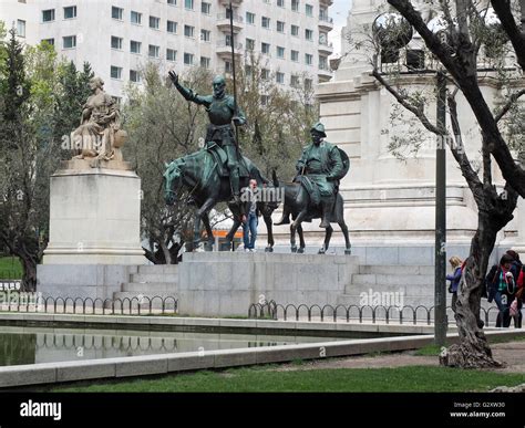 Statues Of Don Quixote And Sancho Panza Monument To Miguel De