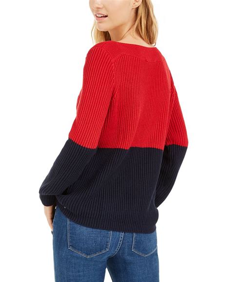 Tommy Hilfiger Colorblocked Cable Knit Sweater Created For Macys Macys