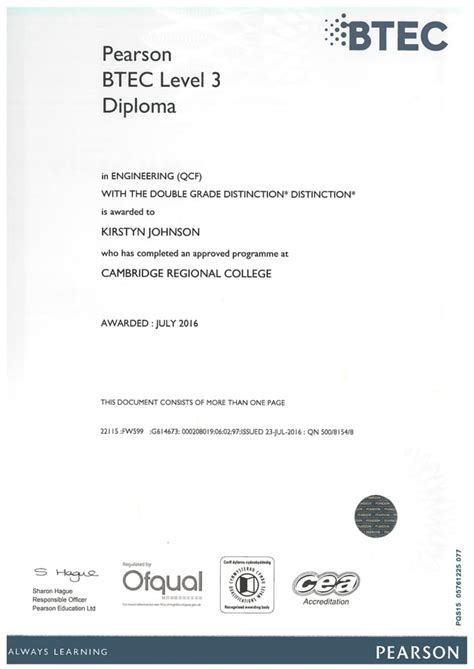 Btec Level 3 Mechanical Engineering Certificate Pdf