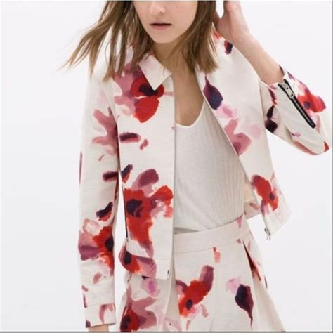 Zara Jackets Coats Zara Basic Cropped Floral Blazer Only Womens