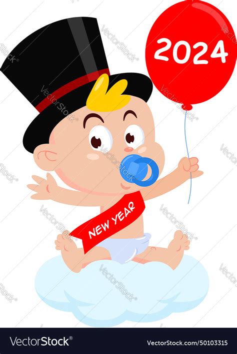 Cute new year baby cartoon character Royalty Free Vector