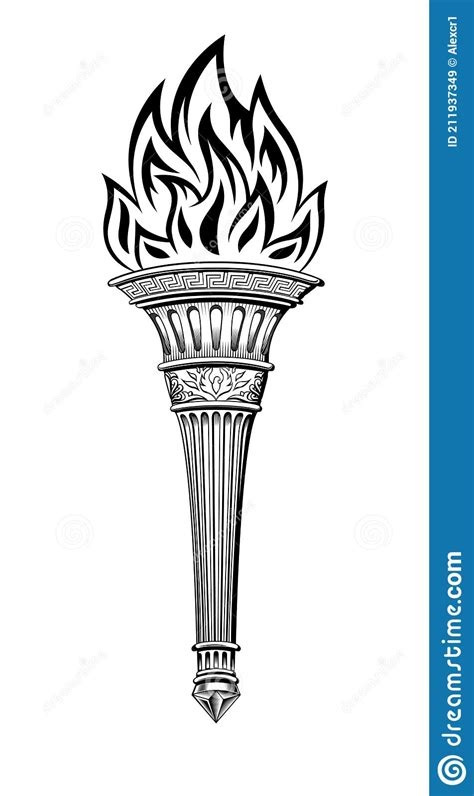 Antique Torch With The Fire Of Prometheus Stock Vector Illustration