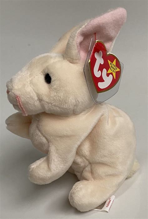 New Rare 1998 Ty Beanie Babies Nibbler Cream Rabbit Bunny Errors On