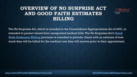 Ppt Overview Of No Surprise Act And Good Faith Estimates Billing Ppt