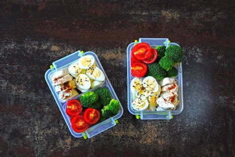 Lunch Boxes with a Healthy Meal. Stock Image - Image of clean, away ...