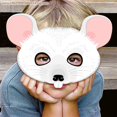 white mouse mask printable costume mice rat hamster paper etsy