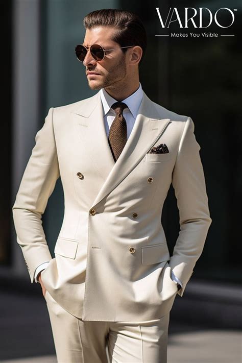 Men S Ivory Double Breasted Suit Classic Elegance Tailored Suit The