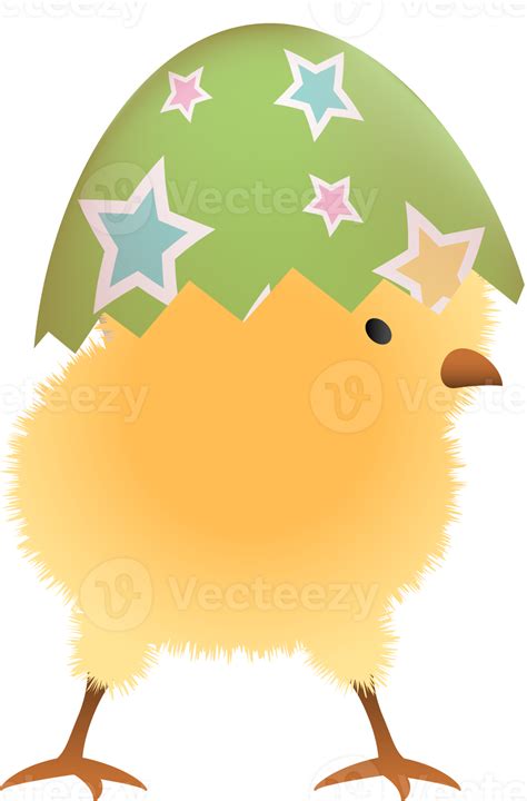 Chick In Broken Easter Egg With Star Upper Part 21819717 Png