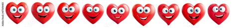 Set Of Cute Heart Characters Cartoon Love And Joy Emotions Enamored