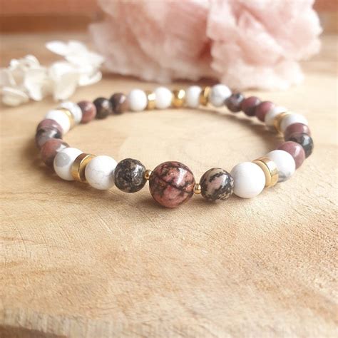 Bracelet En Rhodonite Et Howlite Garance R Serv La Voie Min Rale