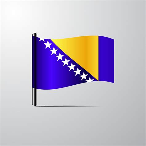 Bosnia And Herzegovina Waving Shiny Flag Design Vector Vector