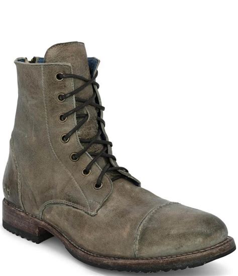 Protege Distressed Leather Cap Toe Combat Boots Taupe Rustic Tremolo