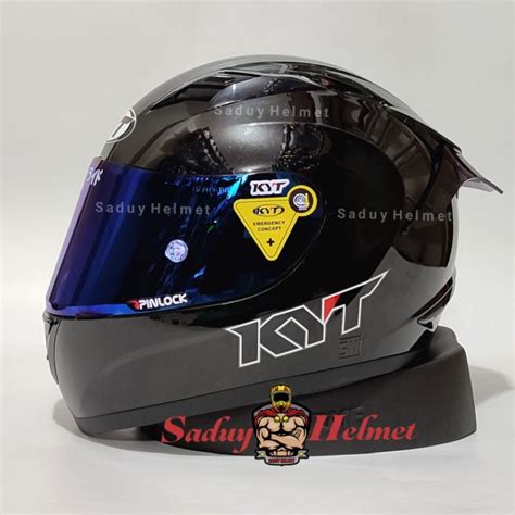 Jual HELM KYT R10 POLOS HITAM BLACK GLOSSY HITAM METALIK PAKET MODIF