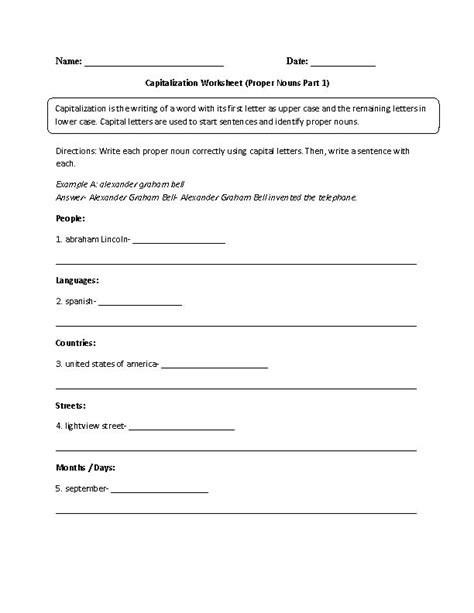 Englishlinx Englishlinxcom Capitalization Worksheets F E