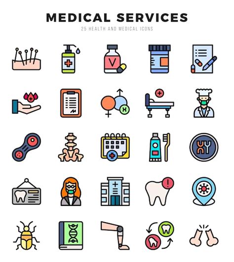 Iconos De Servicios M Dicos Conjunto De Iconos De Colores Lineales De